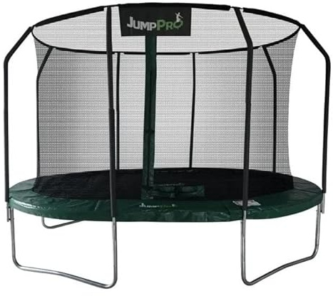 12ft x 8ft Jump PRO Xcite Oval Trampoline. Green Padding Strong Sturdy High Specification with Inner Enclosure Netting for Added Safety