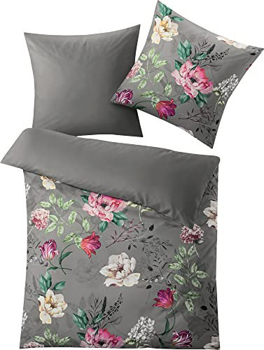 Kleine Wolke Wendebettwäsche Vincenza Mako-Satin grau Größe 155x220 cm (80x80 cm)