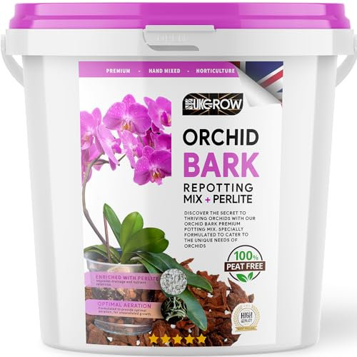 UK GROW Premium 4L Bucket of Orchid Focus Care Repotting Bark Soil tub Compost Perlite Mix 1l 2l 3l 4l 5l 10l 20l 30l (4 litre)