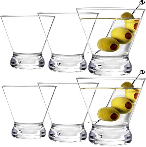 Youngever 6er Pack Martini Gläser aus Kunststoff, 300ML Bruchsichere Martini Becher, Martini-Gläser ohne Stiel