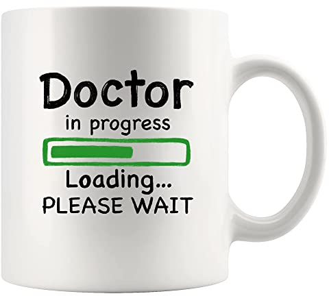 Panvola Keramikkopp med texten Doctor in Progress Loading Doctor, rolig present till läkare, doktorand, doktorat, kaffe, drickporslin, vit, 325 ml