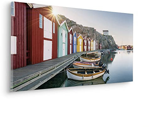 Komar Stretcher Frame Picture in Real Wood Frame 90 x 40 cm Landscape Motif Living Room Bedroom