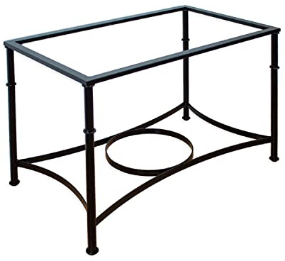 El Herrero Mesa de Forja para Salon, Comedor, Cocina, Mesa de Centro, Jardin | 120x70 Regulable a Doble Altura. Ideal para Ropa Camilla (Black, con Aro)