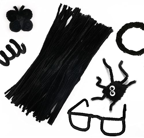 100Pcs Black Pipe Cleaners, 30cmx5mm Pipecleaners Wire Sculpture for Craft