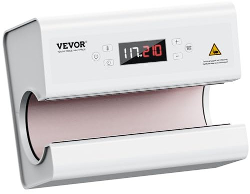VEVOR automatische Hitzepresse, Tassen Hitzepresse für 325 bis 887 ml Sublimationsbecher, Tumbler-Presse mit Klebeband und Handschuh, Temperatur- und Zeiteinstellung, für Becher, Tassen, Weiß
