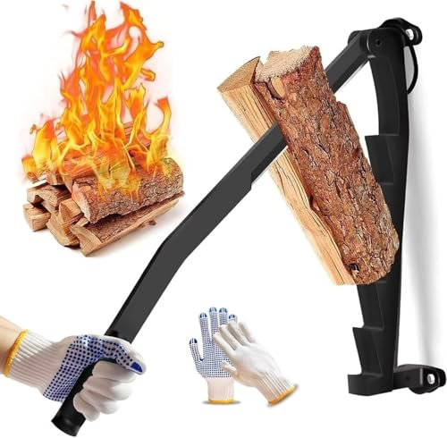 Wall Mounted Kindling Splitter for Wood, Portable Metal Manual Fire Wood Kindling Splitter, Hand Sturdy Firewood Cutter, Heavy Duty Firewood Log Splitter Crackers Wedge for Indoor or Outdoor