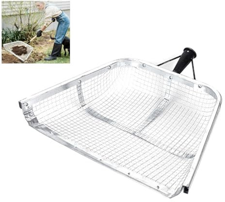 Siebschaufel,Sieb Gartenerde Gartensieb,Siebschaufel Sand,Sandsieb Groß,Heavy Duty Bodensieb Werkzeug Edelstahlkonstruktion Sandsieb Schaufel für Gartenarbeit und Landwirtschaft