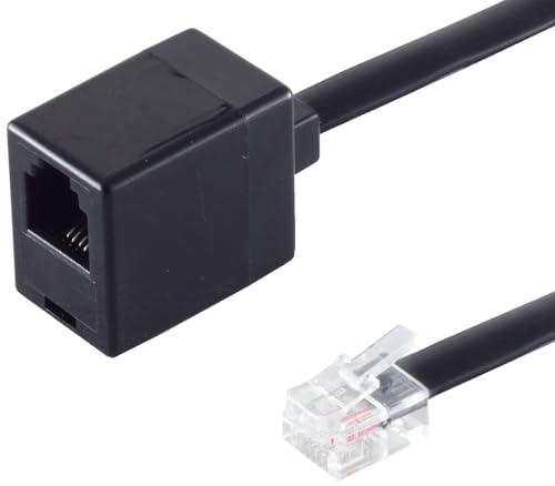 1aTTack.de 1x 3,0 m - Cavo di prolunga telefonica da spina Western 6/6 a accoppiamento Western 6/6 TAE-N Spine crimpate Contatti nichelati