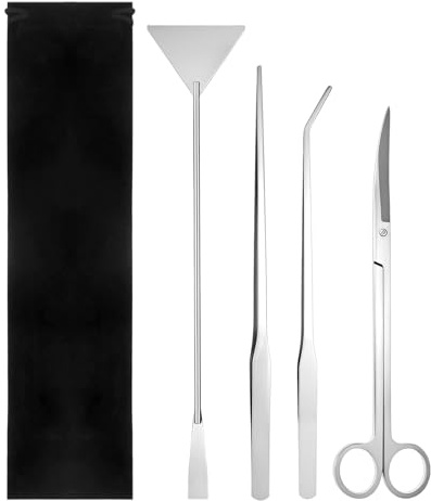 Aquascaping Tools, strumenti per terrario 4 in 1, pinzette lunghe, forbici, spatola, accessori per acquario in acciaio inox, kit di attrezzi per la pulizia dei pesci, set di strumenti per la pulizia