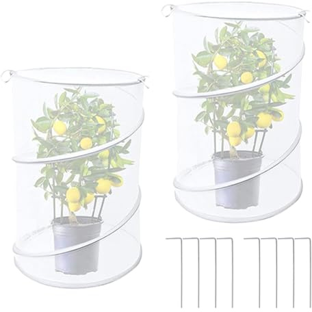 2 Pezzi Cappuccio Protezione Piante,Protezione Solare per Piante,Copertura Orto Pieghevole,Protezione in Rete Anti-Animali per Copertura Vegetale,Arbusti E Alberi Protegge Piante Dai Danni (Bianco)