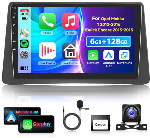 6G 128G VECHTEL 9 Autoradio Bluetooth per Opel Mokka 1 2012-2016/Buick Encore 2013-2015 Carplay Android Auto,DSP EQ,Wifi GPS Navi,RDS/FM Radio 2 din con Retrocamera AHD
