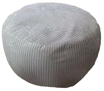 Puf Relaxdays, Terciopelo, HxD: 35 x 50 cm, Relleno de poliestireno, cojín Redondo, Taburete salón, puf, Gris Claro