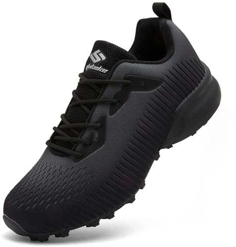 ASOCO DREAM Zapatillas de Trail Running Hombre Calzado de Correr Transpirable Antideslizante Zapatos de Senderismo Calzado Deportivo Exterior,Negro Gris,45 EU