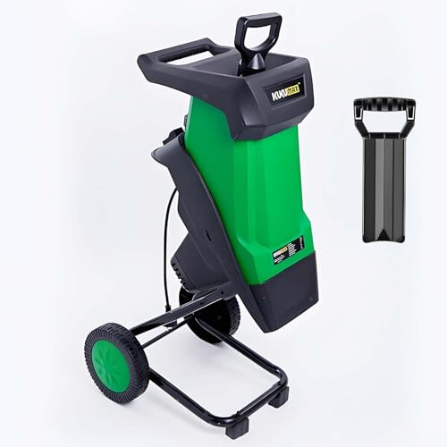 Biotrituratore Elettrico 2400W Con Sacco 50L, Tritarami 40mm Silenzioso Con Ruote, Trituratore Foglie Per Compostaggio Con Motore 4500RPM Perfetto Per Cura Giardino E Rifiuti Verdi
