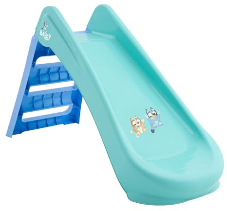 Bluey Faltbare Rutsche für drinnen und draußen, Kleinkindrutsche mit Leiter, leicht zusammenklappbar, robuster Kunststoff, erste Rutsche für Kinder ab 18 Monaten, leichtes Gartenspielgerät