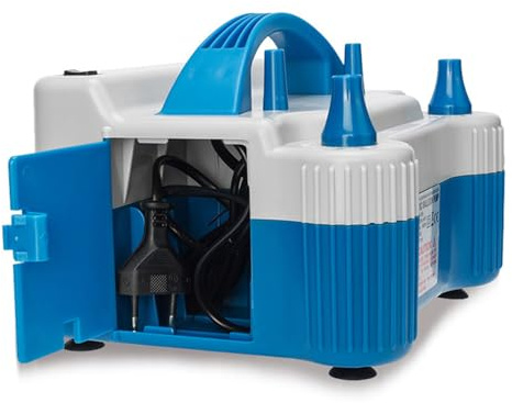 Ballongpump elektrisk – 220 V 600 W dubbelt munstycke luftpump | ballongblåsare, bärbar ballonger blåspumpar uppblåsbar | 22 x 19 x 15 (cm) för festdekoration med bindningsverktyg (rosenröd)
