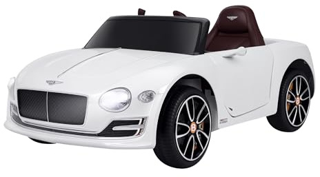 HOMCOM Coche Eléctrico para Niños Bentley GT Coche de Batería para Niños de +3 Años Velocidad 2,5-5 km/h 2 Modos de Control Música Faros Retroceder 108x60x43 cm Blanco