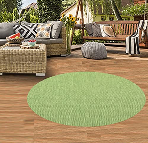 In- & Outdoor Teppich Sisal Optik Terrasse Küche Wohnzimmer Balkon Unidesign grün, 160 cm Rund