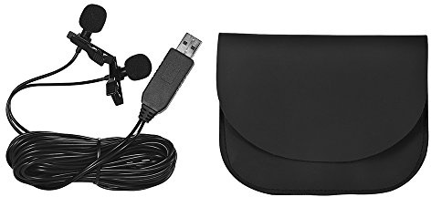 Andoer 4,5 m/15 fot USB Lavalier Lapel-mikrofon med dubbla huvuden med klämma rundstrålande datormikrofon för Windows Video ljudinspelning