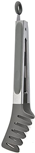 gaoqiao Pinces à Spaghettis - Pinces à Bout en Silicone Gris pour Servir Pâtes - 2 Pièces Alimentaires - Tongs de Cuisson pour Spaghetti avec Poignée Antidérapante