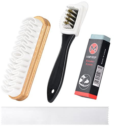 Flintronic Wildlederbürste für Schuhe, Raulederbürste, Vielseitig Einsetzbare Raulederbürste, Schuhreiniger mit Messingborsten, mit Radiergummi und Reinigungstuch, für Nubuk, Wildleder und Velour