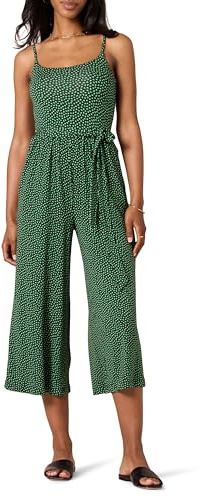 Amazon Essentials Mono Holgado de Punto con Pernera Ancha y más Corta Mujer, Verde Floral, S