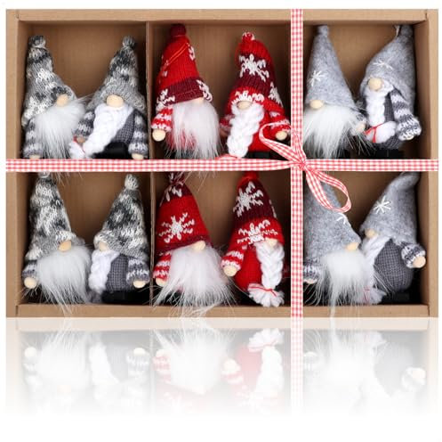 com-four® 12x Premium Weihnachtsbaum-Anhänger Wichtel - Christbaumschmuck - Wichtelfiguren-Geschenkanhänger - schwedisch-skandinavische Deko-Trolle