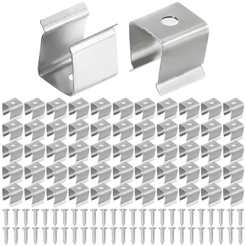 Jiakalamo 50 clips para tubos de luz con tornillos, clips para cables de repuesto, clips para tiras de luz, clips para tubos de luz LED, soportes de acero inoxidable, montaje en pared (50 clips para t