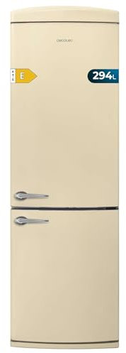 Cecotec Frigorífico Combi Retro Beige Bolero CoolMarket Combi Origin 294+ Beige E. Frigorífico combi 2 puertas, 294L, Total No Frost, Multi Cooling, Fast Freezing, clase E, acabado vintage resistente.