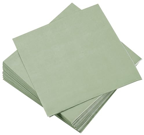 Kssvzz 100 Stück Servietten Salbeigrün, Servietten Eukalyptus Grün 33x33cm, Einweg-Papierservietten für Hochzeit Abendessen Geburtstag Brautjubiläum