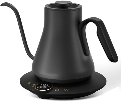 Cocinare Barista Collection - Hervidor eléctrico de cuello de cisne, control preciso de temperatura de ± 1.0 °C para verter café y té, calentamiento rápido 1500 W, interior de acero inoxidable, 0.9 L