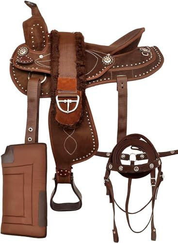 SUPREME SADDLERY Klassische Qualität, handgefertigter Western-Sattel, synthetisch, leicht, bequem, Rennsport, Trail-Tack, Pferdesattel, alle Zubehörteile, Größe 38,1 cm, Sitz erhältlich.