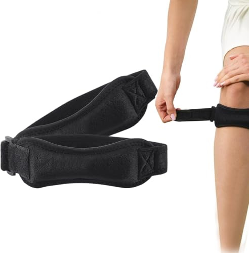 EIHI 2 Pezzi Tutore Ginocchio Rotulea, Cinturino al Ginocchio Regolabile, Fascia Ginocchio per Menisco, Cinturino Sottorotuleo Supporto, per Palestra, Escursionismo, Basket, Baseball, Pallavolo, Nero