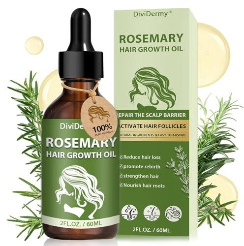 60ml Olio di Rosmarino per Capelli, Olio Essenziale Rosmarino, Rosemary Oil Per La Crescita Dei Capelli Sani e Forti, Cura Della Pelle, Nutre Il Cuoio Capelluto per donne e uomini, Verde
