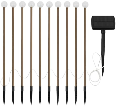 10 mini-boules lumineuses scintillantes solaires à piquer balisage allée 10x LOLLY LED blanc chaud 5m