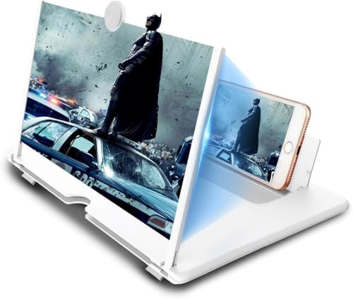 Lupa de Pantalla,Lupa de Pantalla de Teléfono Móvil de 10/12 Pulgadas,Amplificador 3D HD para Celulares Inteligentes,Amplificador de Pantalla de Teléfono Portátil Ampliadora (Blanco-12 Pulgadas)