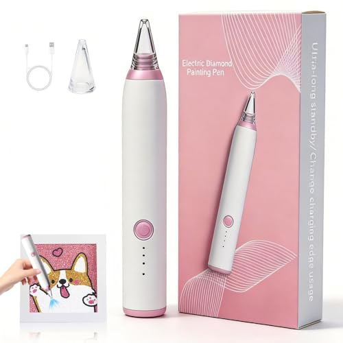 SGZIOO Lápiz eléctrico para pintura de diamantes, bolígrafo eléctrico para pintura de diamantes, lápiz eléctrico, carga USB, diseño de vacío, accesorios de pintura de diamantes para adultos