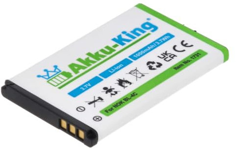 Akku-King Akku kompatibel mit Nokia BL-4C - Li-Ion 1000mAh - für 6088, 6100, 6101, 6102i, 6103, 6125, 6126, 6131, 6133, 6136, 6170