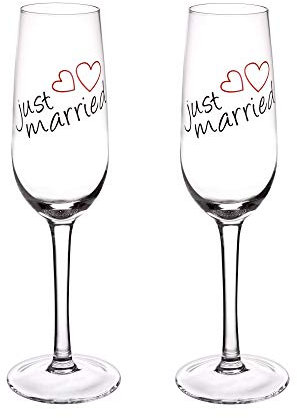 GRÄWE® - Set di 2 calici da spumante Just Married, 210 ml