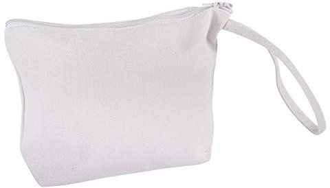 Rayher 53982102 Kosmetiktasche, weiß, 22 x 17 cm, mit Reißverschluss und Trageschlaufe, kleine Schminktasche aus Stoff, Stofftasche zum Bemalen