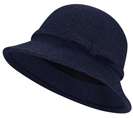 Glockenhut Vintage Wolle Wintermütze Damen Winter Filzmütze Warm Wollmütze Elegant Winterhut Filz Damenmütze Klassisch Wollhut mit Schleife Damenhut Einheitsgröße Schlapphut für Reisen Freizeit