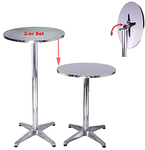 TRUTZHOLM 2er Set 2in1 Stehtisch klappbar Bistrotisch Partytisch höhenverstellbar 70 cm / 115 cm Hoch Verstellbar Aluminium Rund Ø 60cm Outdoor Bartisch Biertisch Garten Party