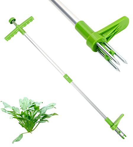 Youyijia Weed Puller Stand Up Weeder Hand Tool 99cm Long Handle Garden Weeding Tool with 3 Claws and Foot Pedal Garden Tool for Dandelion Root Removal Tool