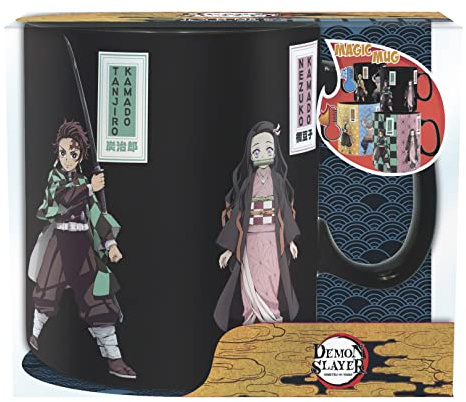 Demon Slayer Thermoeffekttasse XL Slayers - schwarz, bedruckt, 100% Keramik, Fassungsvermögen ca. 460 ml.