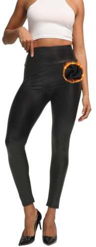 Getervb Leggings Push Up Mujer Cuero Sexy Pantalones Piel Sintética Tiro Alto Elásticos Medias de Cuero de Imitación Pantalones de PU Casual