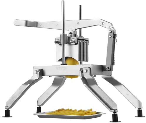 VEVOR Tagliaverdure Commerciale, Tagliapomodoro 3/8 e 3/16, Tagliaverdure in Acciaio Inossidabile e Lega di Alluminio, Tagliapomodoro Manuale con Piedini Antiscivolo, per Pomodori, Patate, Cipolle