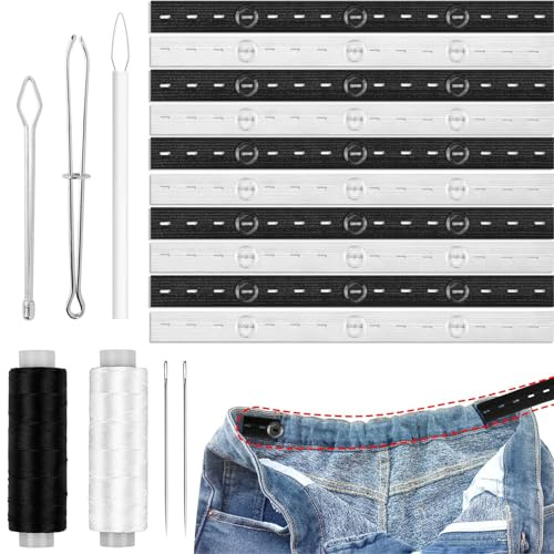 FOWSRHRG 45pcs Pants Waist Tightener Kit, Women Jeans Waist Tightener, Pant Adjuster Waist, Men's Jeans with Elastic Waist