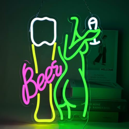 YUEYYNS Beer Insegna al Neon Luce al Neon Birra Insegne Luminose Bar Adatto per Feste al Bar in Camera da Letto con Insegna al Neon Alimentata Tramite USB