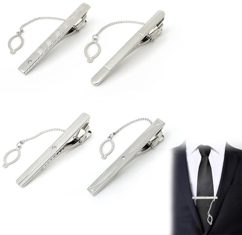 LAKJUOZ 4 Pièces Pince Cravate Homme,Épingle À Cravate Homme,Style Classique Pince Cravate Homme,Pour Convient Aux Cadeaux D'Anniversaire De Mariage Et De Fête Des Pères