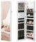 SONGMICS Schmuckschrank 140 cm hoch, Schmuckorganizer mit beleuchtetem Innenspiegel, Spiegelschrank wand- oder türmontiert, abschließbar, Geschenkidee, wolkenweiß JJC032W01